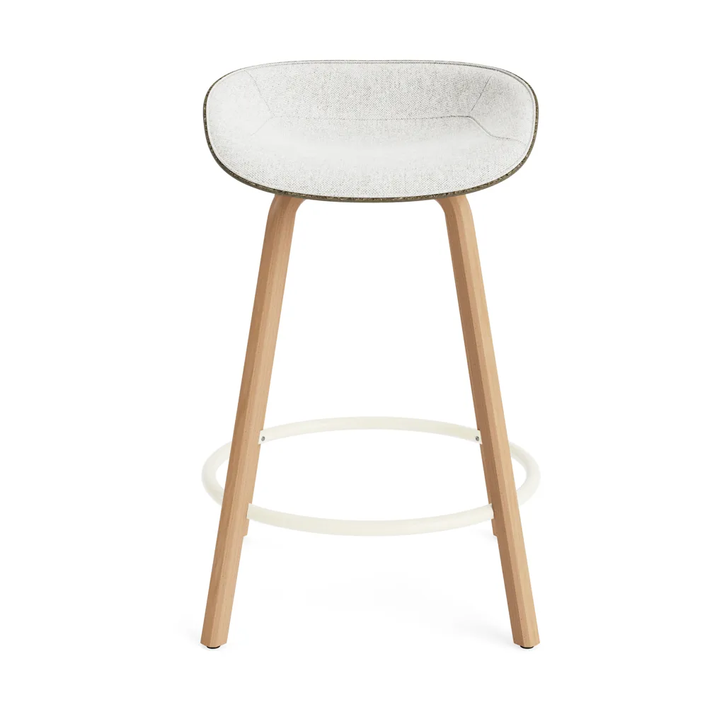 Mat Barstool Barhocker mit Vorderpolsterung, 65 cm, Hallingdal 110-seaweed-beech-cream steel Normann Copenhagen