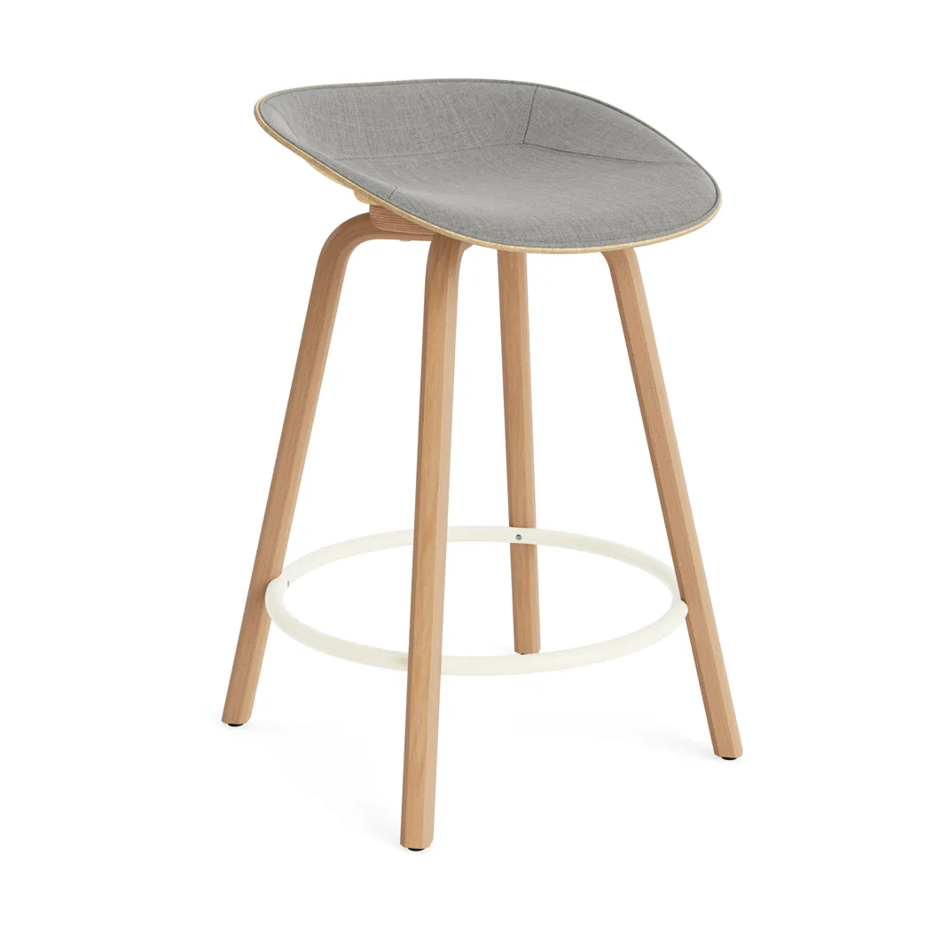 Mat Barstool Barhocker mit Vorderpolsterung, 65 cm, Remix 133-hemp-beech-cream steel Normann Copenhagen