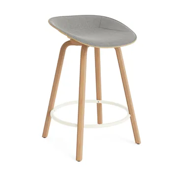 Mat Barstool Barhocker mit Vorderpolsterung, 65 cm - Remix 133-hemp-beech-cream steel - Normann Copenhagen