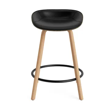 Mat Barstool Barhocker mit Vorderpolsterung, 65 cm - Ultra 41599-seaweed-beech-black steel - Normann Copenhagen
