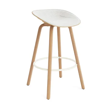 Mat Barstool Barhocker mit Vorderpolsterung, 75 cm - Hallingdal 110-hemp-beech-cream steel - Normann Copenhagen