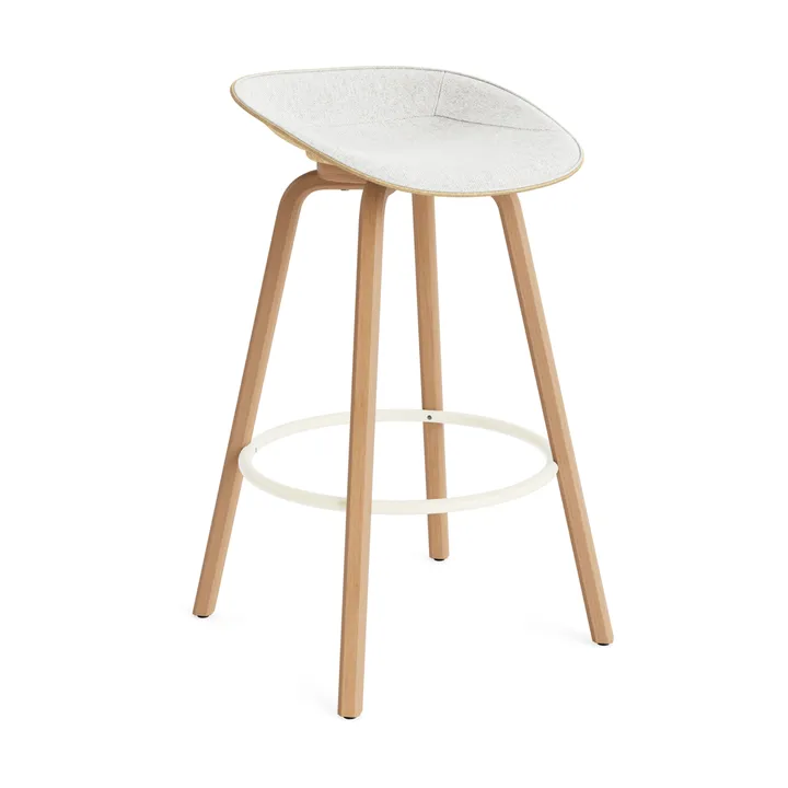 Mat Barstool Barhocker mit Vorderpolsterung, 75 cm - Hallingdal 110-hemp-beech-cream steel - Normann Copenhagen