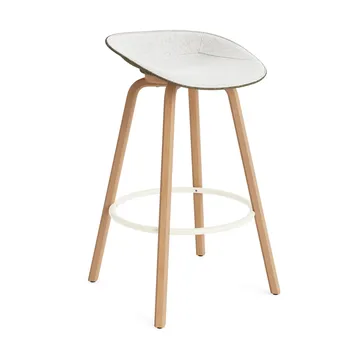 Mat Barstool Barhocker mit Vorderpolsterung, 75 cm - Hallingdal 110-seaweed-beech-cream steel - Normann Copenhagen