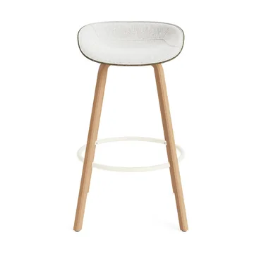 Mat Barstool Barhocker mit Vorderpolsterung, 75 cm - Hallingdal 110-seaweed-beech-cream steel - Normann Copenhagen