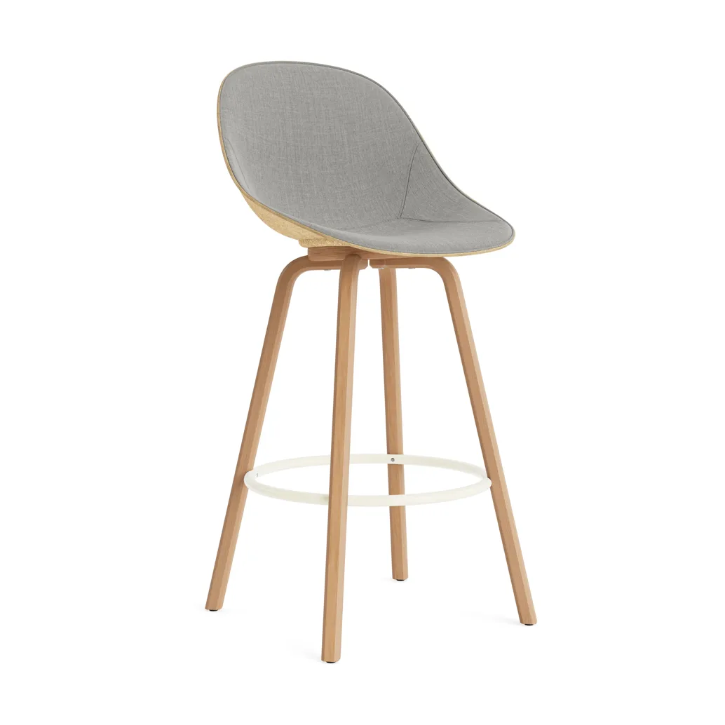 Mat Barstool Barhocker mit Vorderpolsterung, 75 cm, Remix 133-hemp-beech-cream steel Normann Copenhagen