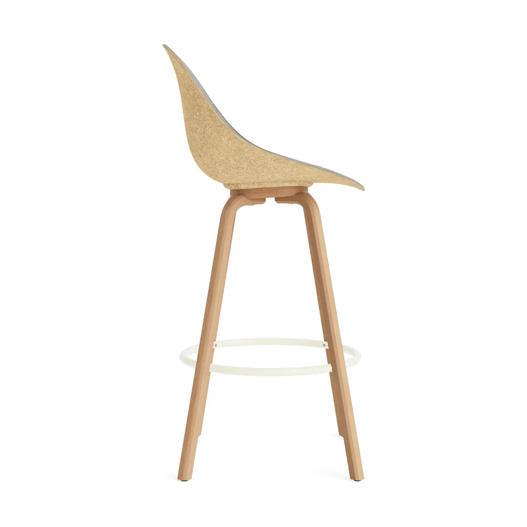 Mat Barstool Barhocker mit Vorderpolsterung, 75 cm, Remix 133-hemp-beech-cream steel Normann Copenhagen