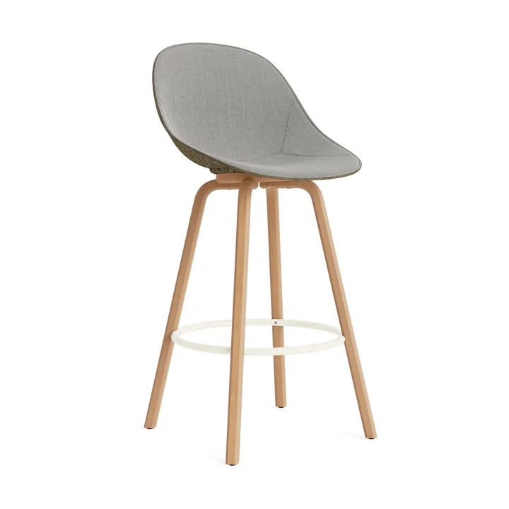 Mat Barstool Barhocker mit Vorderpolsterung, 75 cm - Remix 133-seaweed-beech-cream steel - Normann Copenhagen