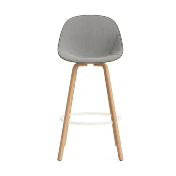 Mat Barstool Barhocker mit Vorderpolsterung, 75 cm - Remix 133-seaweed-beech-cream steel - Normann Copenhagen