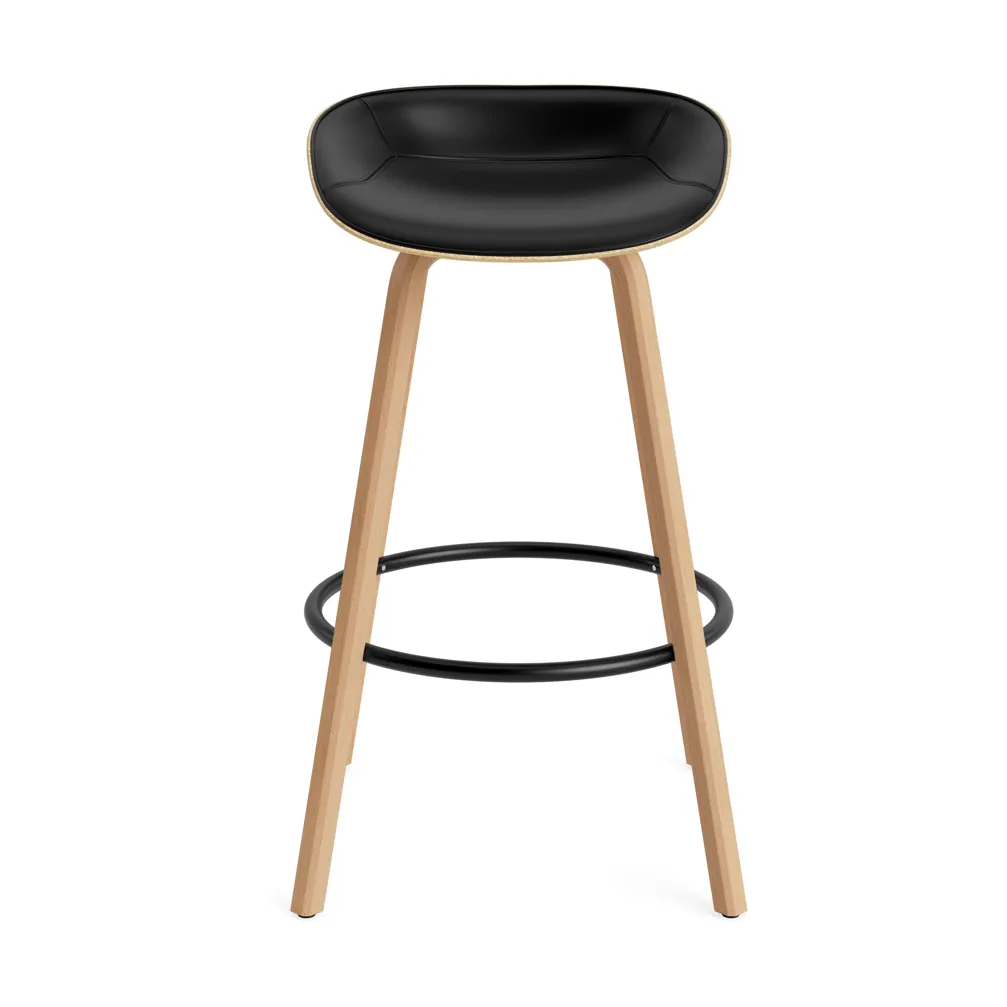 Mat Barstool Barhocker mit Vorderpolsterung, 75 cm, Ultra 41599-hemp-beech-black steel Normann Copenhagen