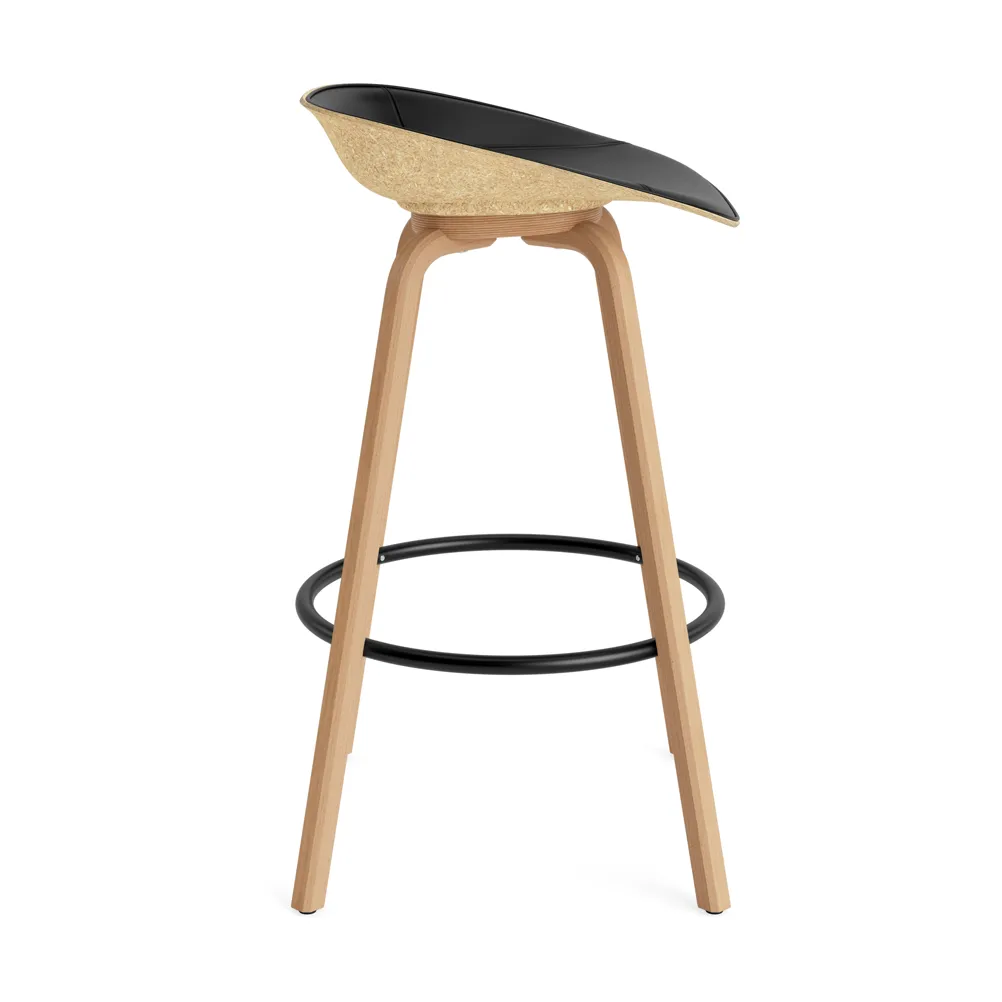 Mat Barstool Barhocker mit Vorderpolsterung, 75 cm, Ultra 41599-hemp-beech-black steel Normann Copenhagen