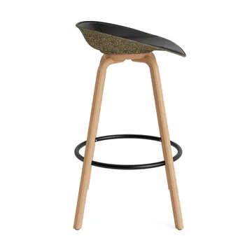 Mat Barstool Barhocker mit Vorderpolsterung, 75 cm - Ultra 41599-seaweed-beech-black steel - Normann Copenhagen