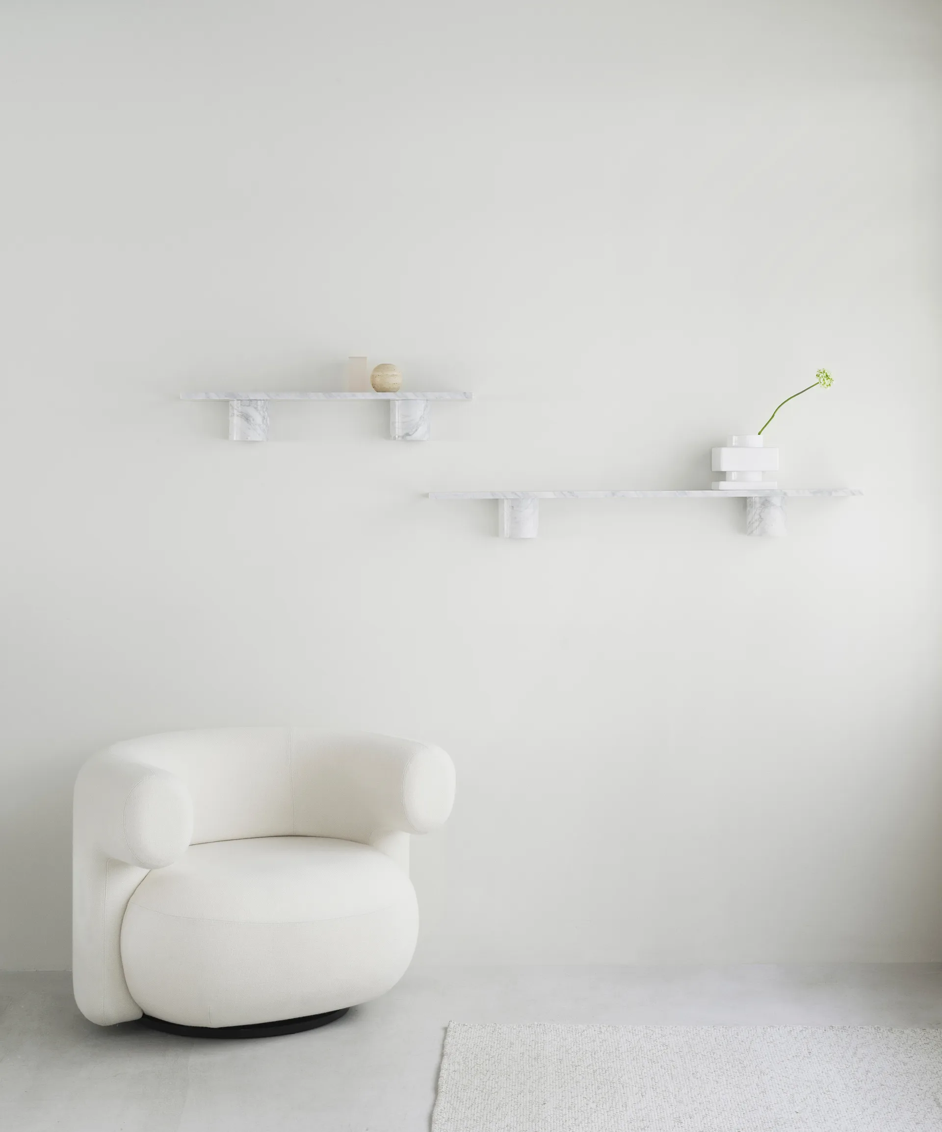 Sten Shelf Regal 80 cm, White marble Normann Copenhagen