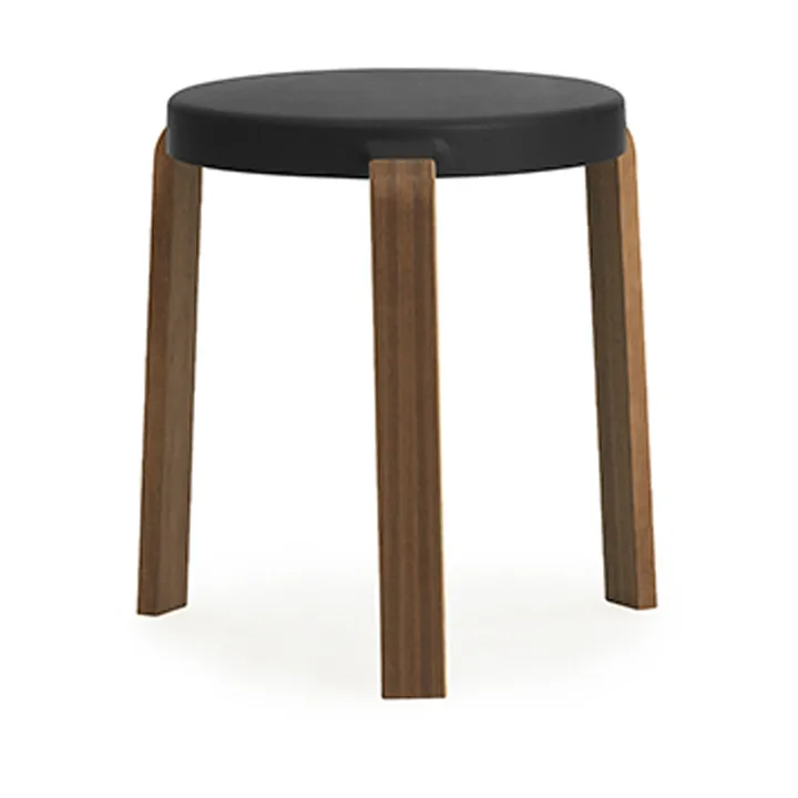 Tap runder Hocker - Black, Walnussholzbeine, Ø35x43 cm - Normann Copenhagen