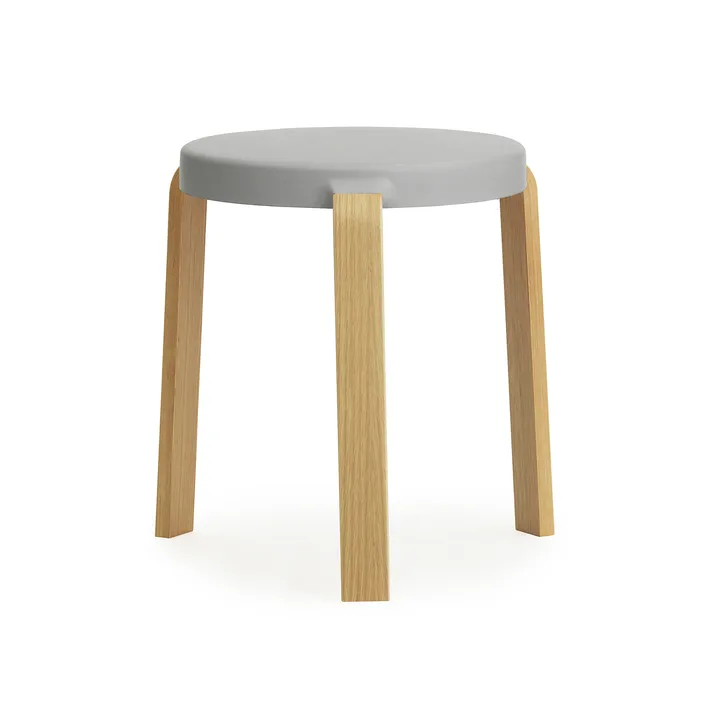 Tap runder Hocker - Grau-Eiche, Ø41x43 cm - Normann Copenhagen