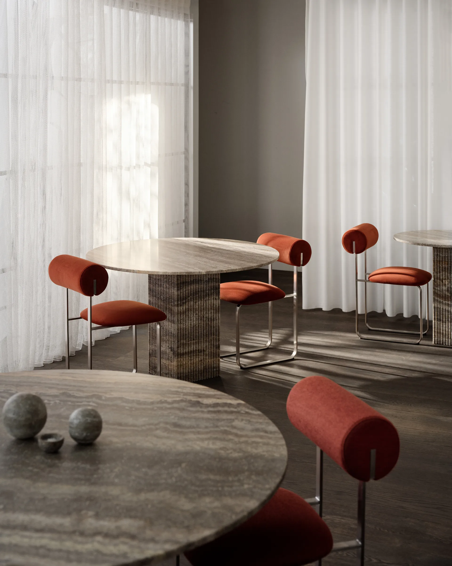 Soho Esstisch, Beige travertin, Ø140x70 cm NORR11