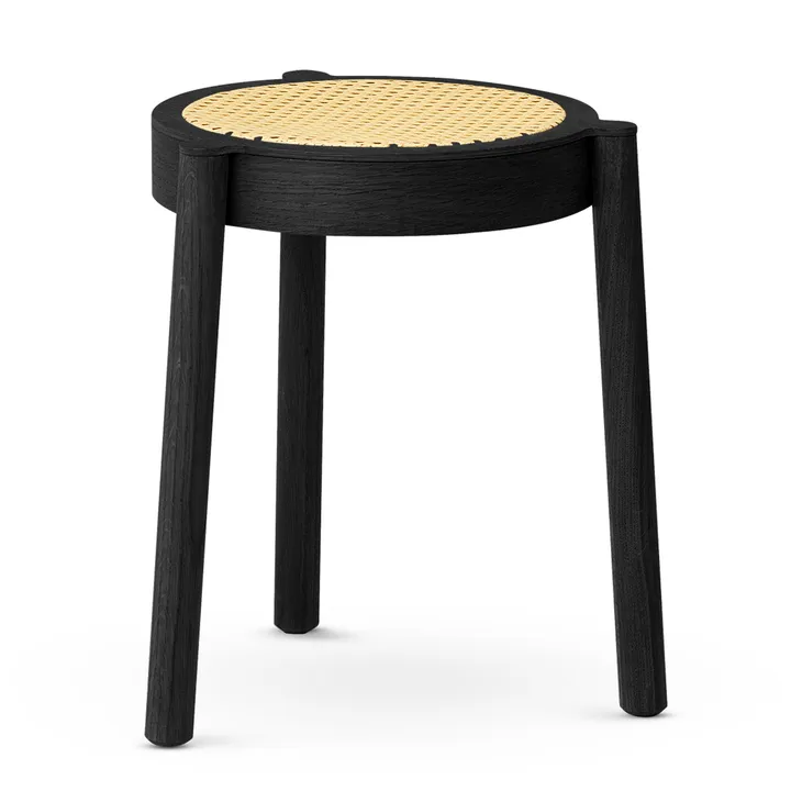 Pal runder Hocker mit Rattansitz - Schwarze Eiche, Ø37x46 cm - Northern