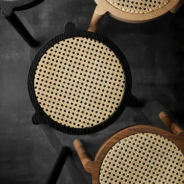 Pal runder Hocker mit Rattansitz - Schwarze Eiche, Ø37x46 cm - Northern