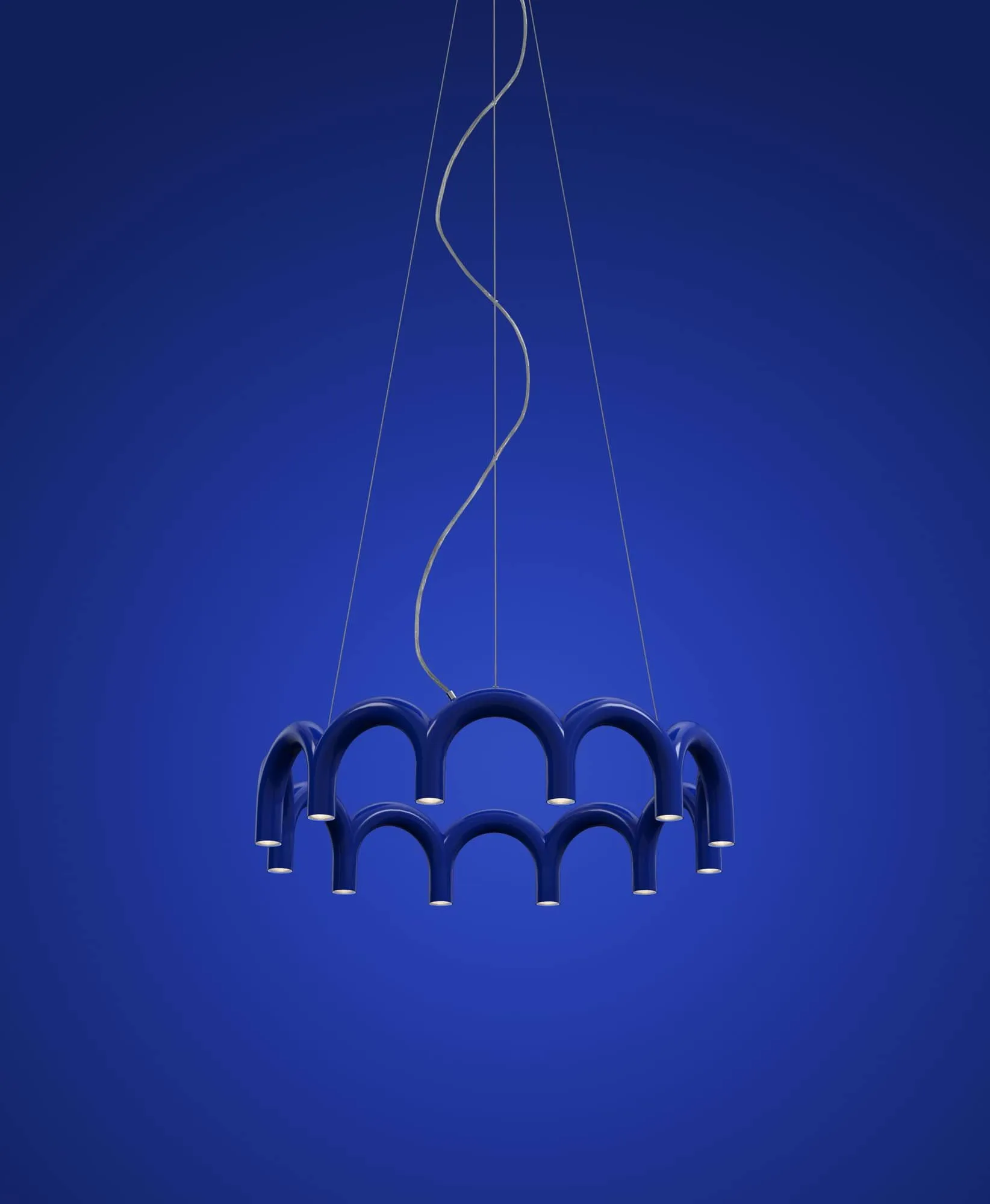 Arch circle Pendelleuchte Ø76cm, Blau, Ø98 cm Oblure