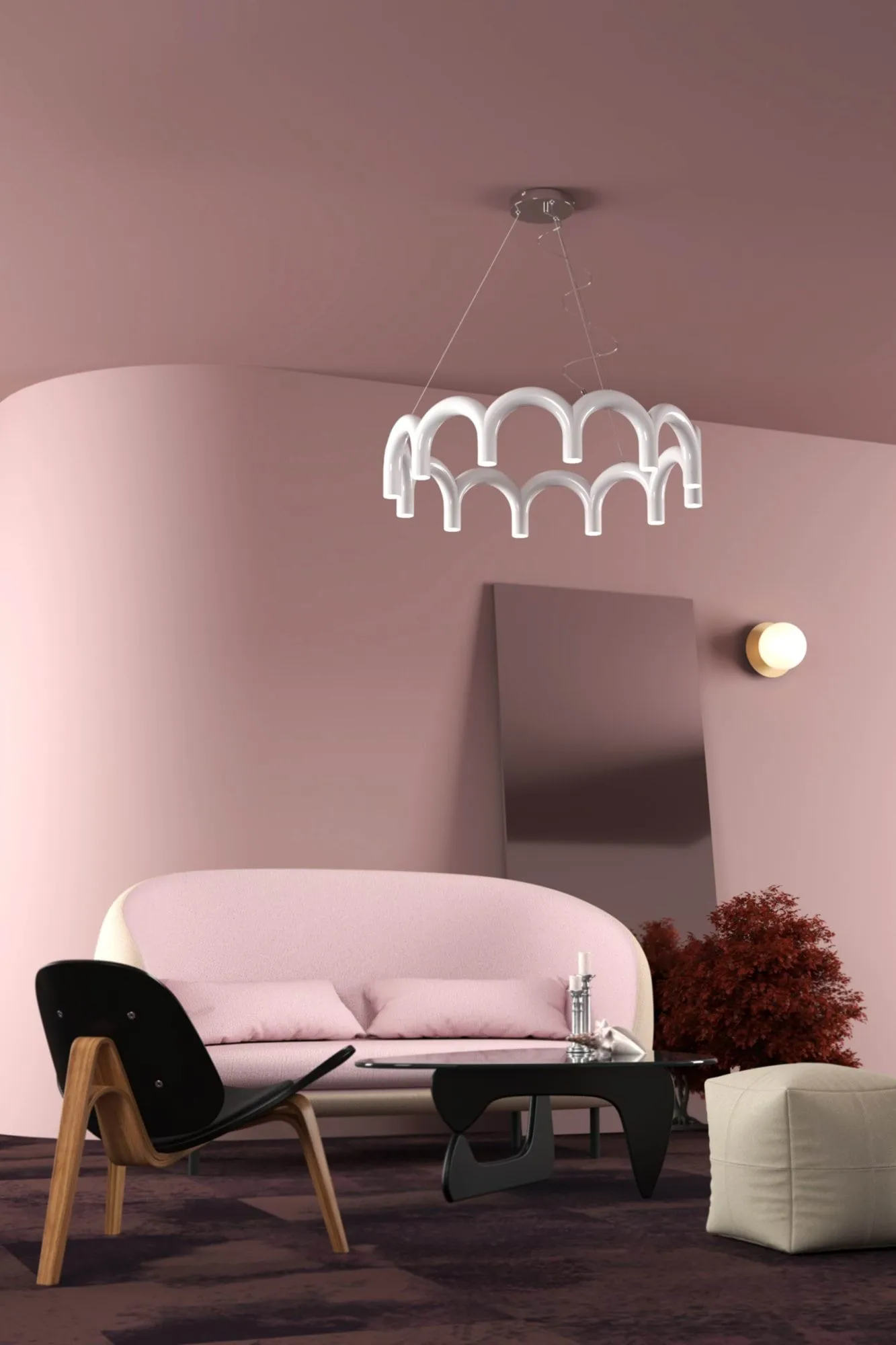 Arch circle Pendelleuchte Ø76cm, Weiß, Ø98 cm Oblure