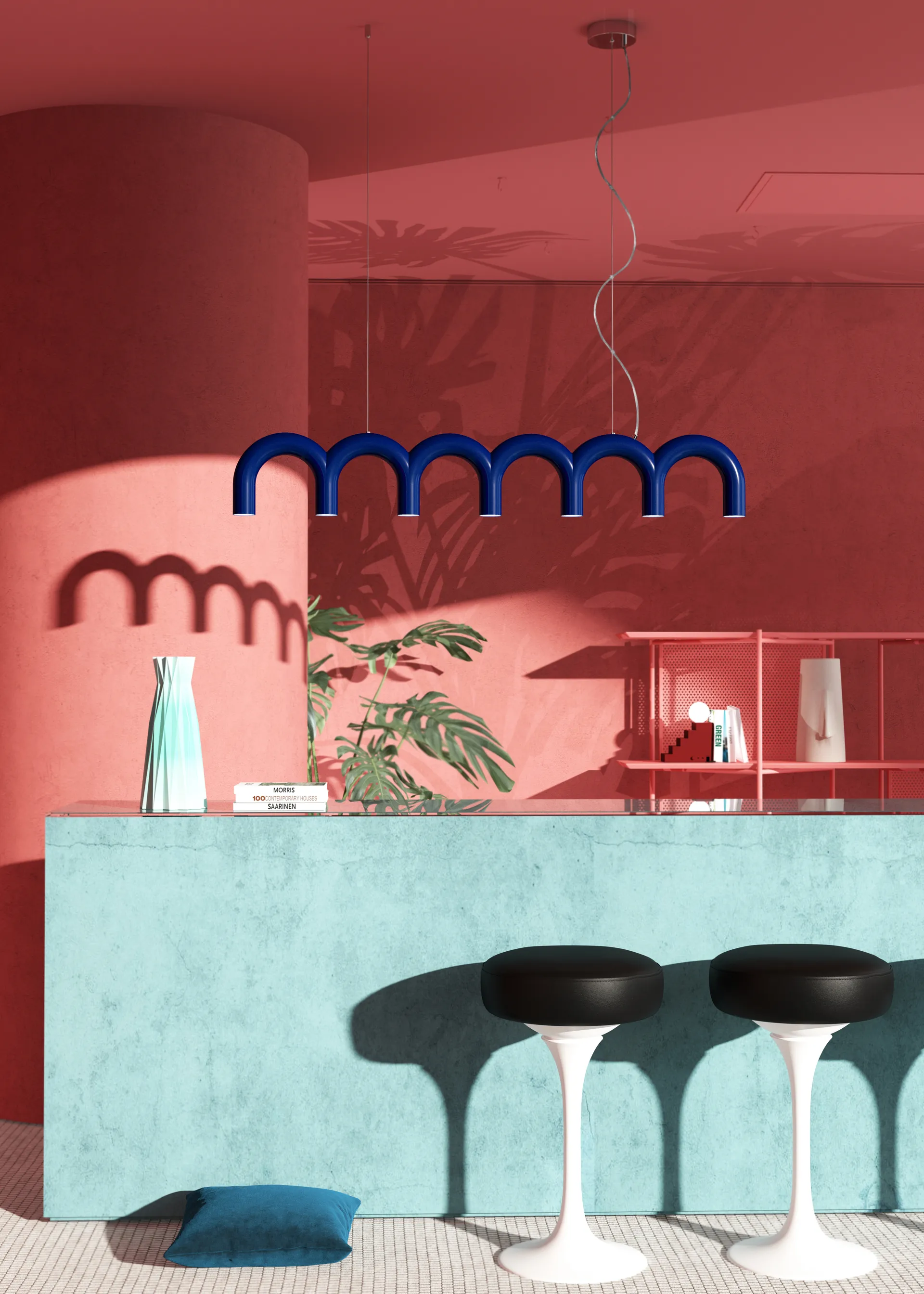 Arch Pendelleuchte 125,6cm, Blue Oblure