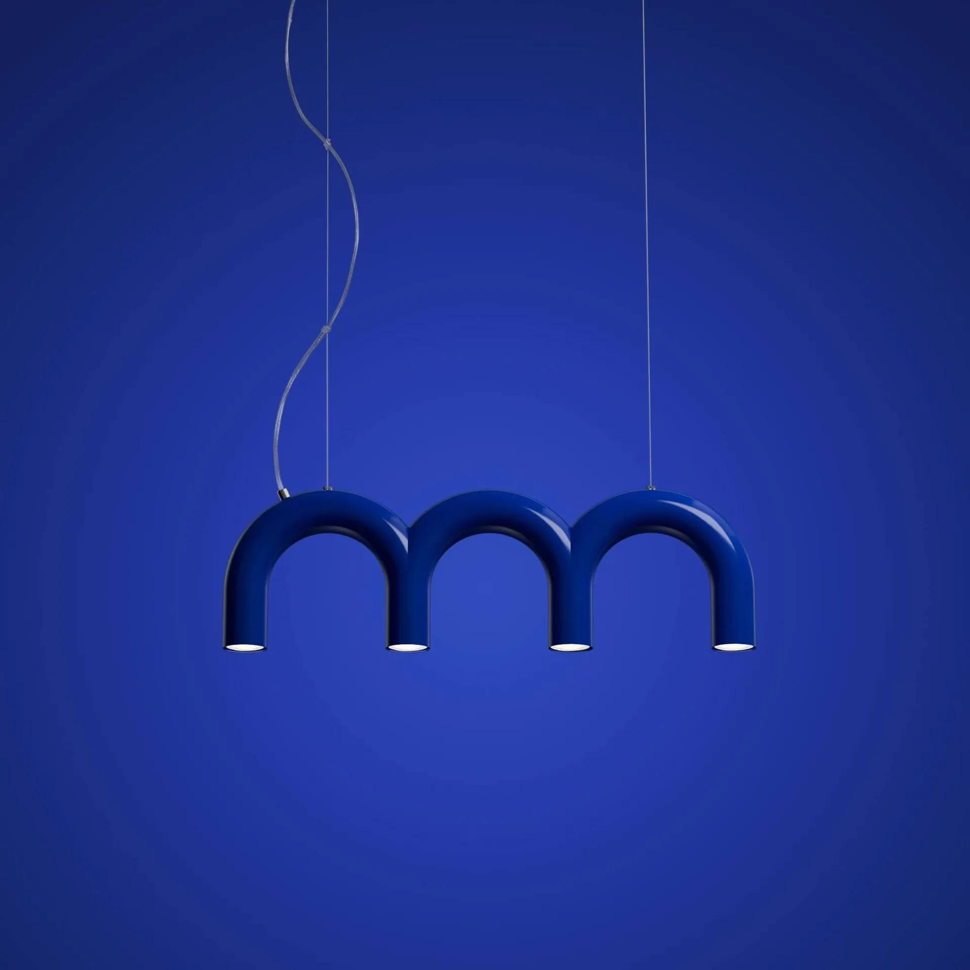 Arch Triplett-Pendelleuchte, Blau, 65,6 cm Oblure