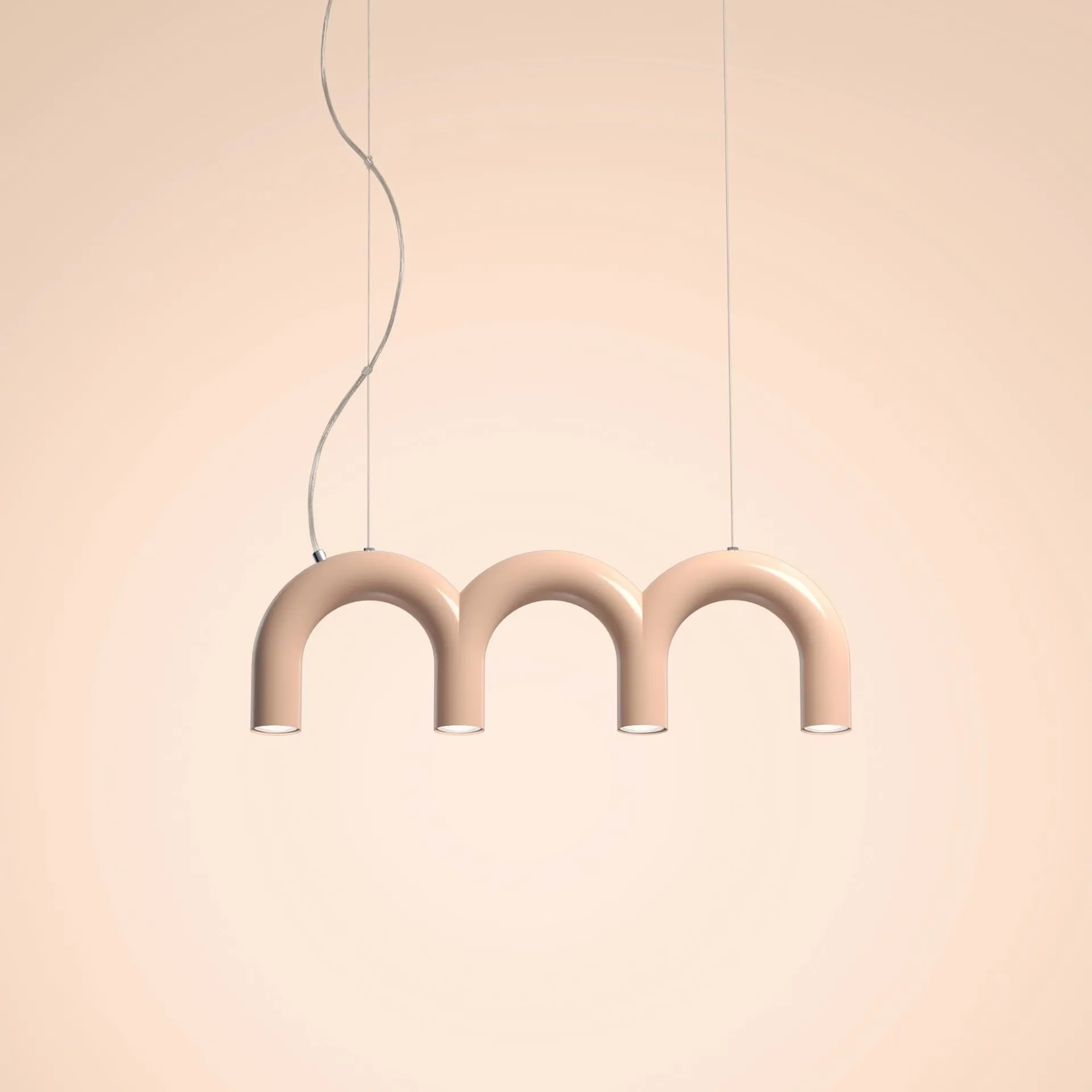 Arch Triplett-Pendelleuchte, Nude, 65,6 cm Oblure
