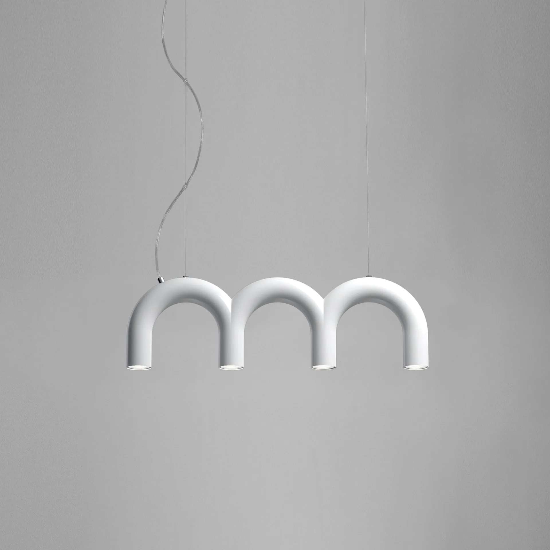 Arch Triplett-Pendelleuchte, Weiß, 65,6 cm Oblure