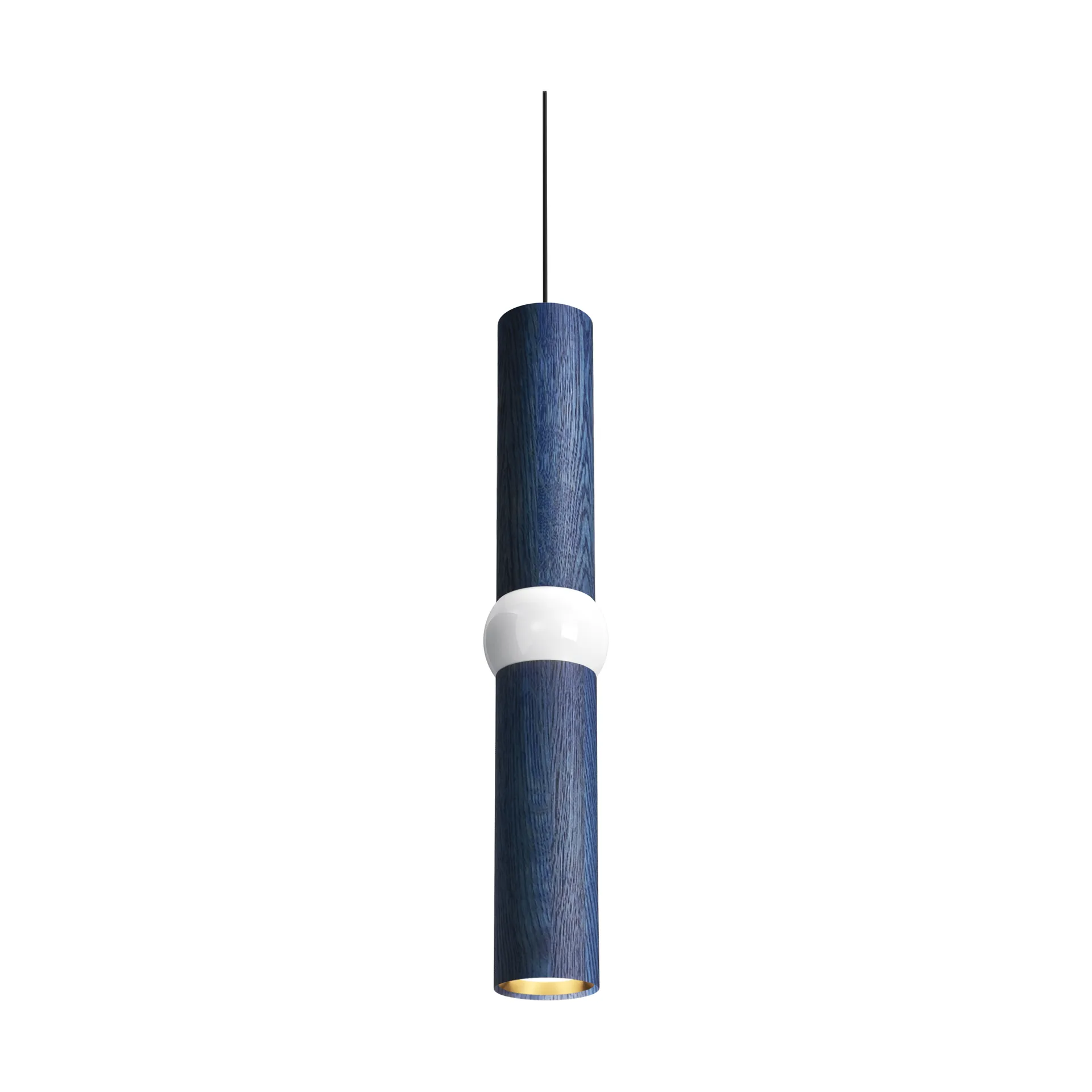Lightbone Pendelleuchte, Medium 53,8 cm, blau gebeizte Eiche Oblure
