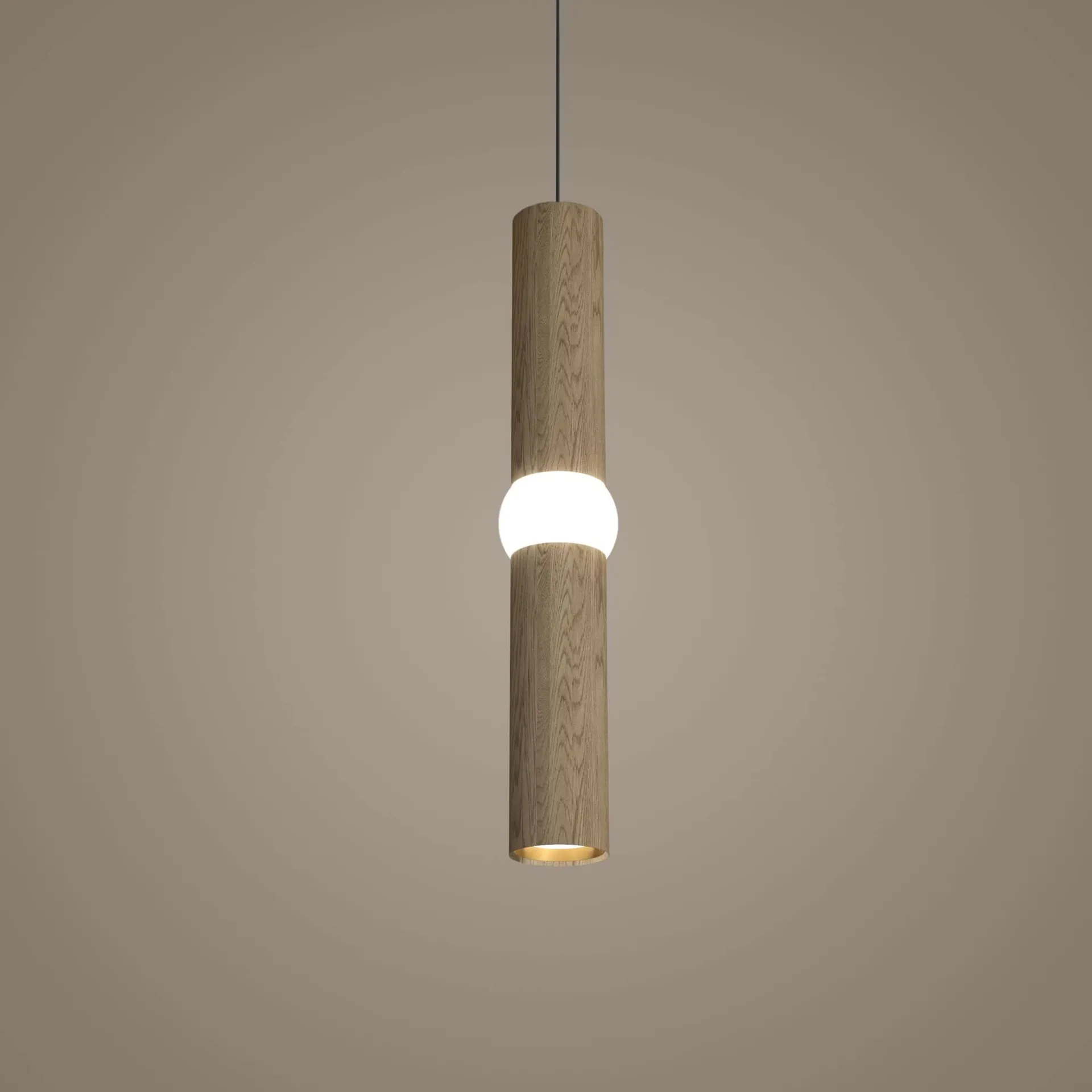 Lightbone Pendelleuchte, Medium 53,8 cm, naturbelassene Eiche Oblure