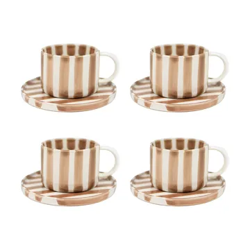 Monica Tasse mit Untertasse 4er-Pack - Beige - Olsson & Jensen