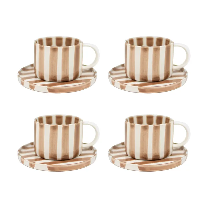 Monica Tasse mit Untertasse 4er-Pack - Beige - Olsson & Jensen