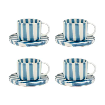 Monica Tasse mit Untertasse 4er-Pack - Blau - Olsson & Jensen