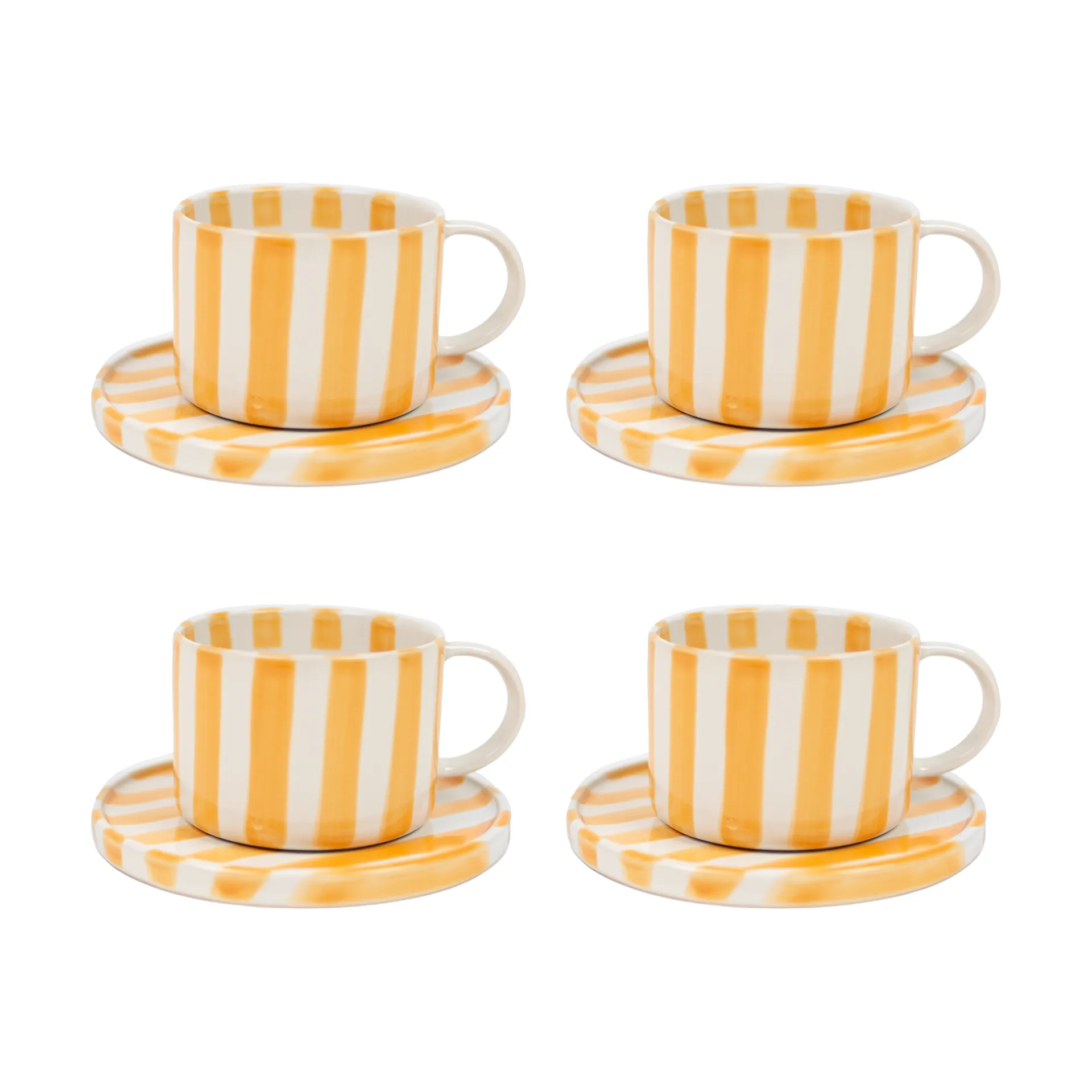 Monica Tasse mit Untertasse 4er-Pack - Gelb,  Olsson & Jensen