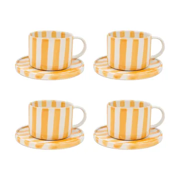 Monica Tasse mit Untertasse 4er-Pack - Gelb - Olsson & Jensen