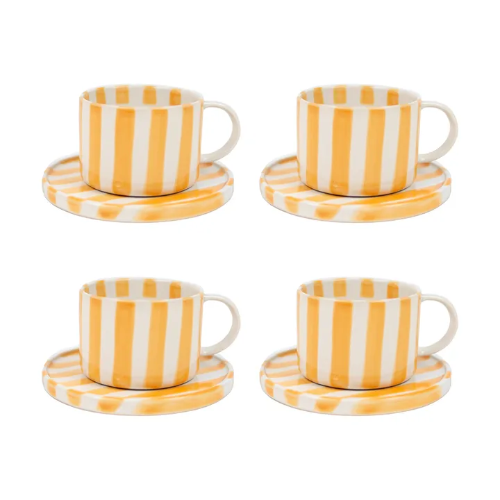 Monica Tasse mit Untertasse 4er-Pack - Gelb - Olsson & Jensen