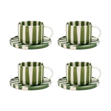 Monica Tasse mit Untertasse 4er-Pack - Grün - Olsson & Jensen