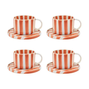 Monica Tasse mit Untertasse 4er-Pack - Rost - Olsson & Jensen