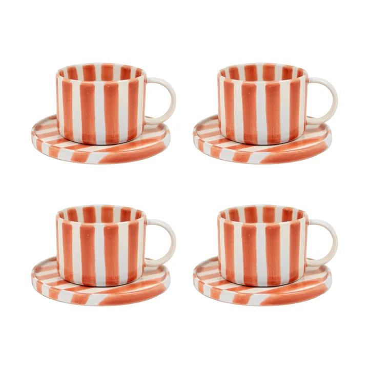 Monica Tasse mit Untertasse 4er-Pack - Rost - Olsson & Jensen