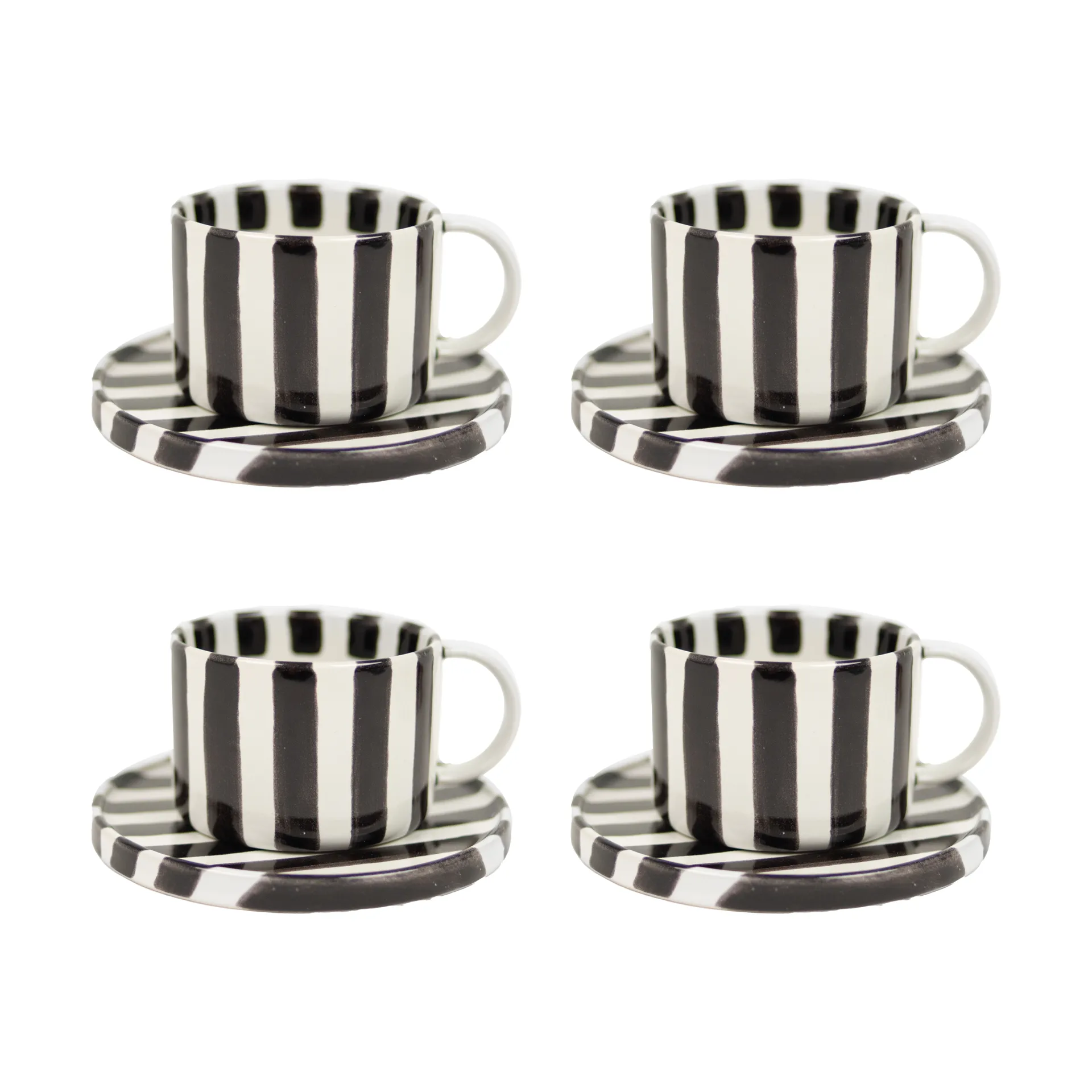 Monica Tasse mit Untertasse 4er-Pack - Schwarz,  Olsson & Jensen