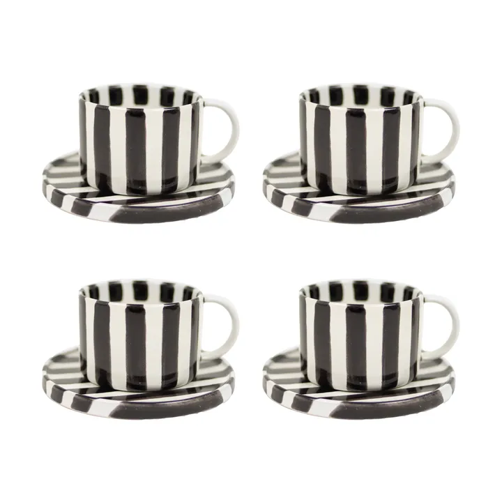 Monica Tasse mit Untertasse 4er-Pack - Schwarz - Olsson & Jensen