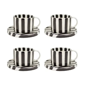 Monica Tasse mit Untertasse 4er-Pack - Schwarz - Olsson & Jensen