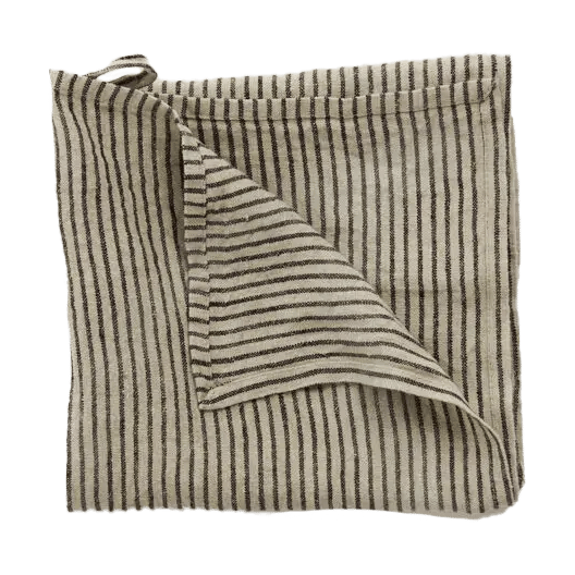 Stripe Geschirrtuch Leinen 45x65 cm - Schwarz-Sand - Olsson & Jensen