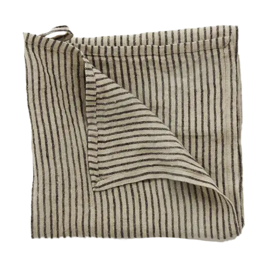 Olsson & Jensen Stripe Geschirrtuch Leinen 45x65 cm Schwarz-Sand