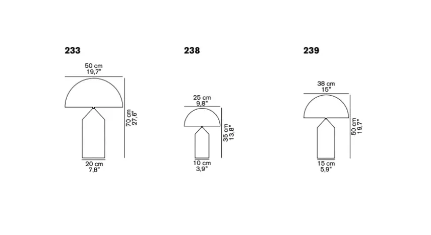 Atollo large 233 Tischs/Stehleuchte metall, Satin bronze, large Oluce