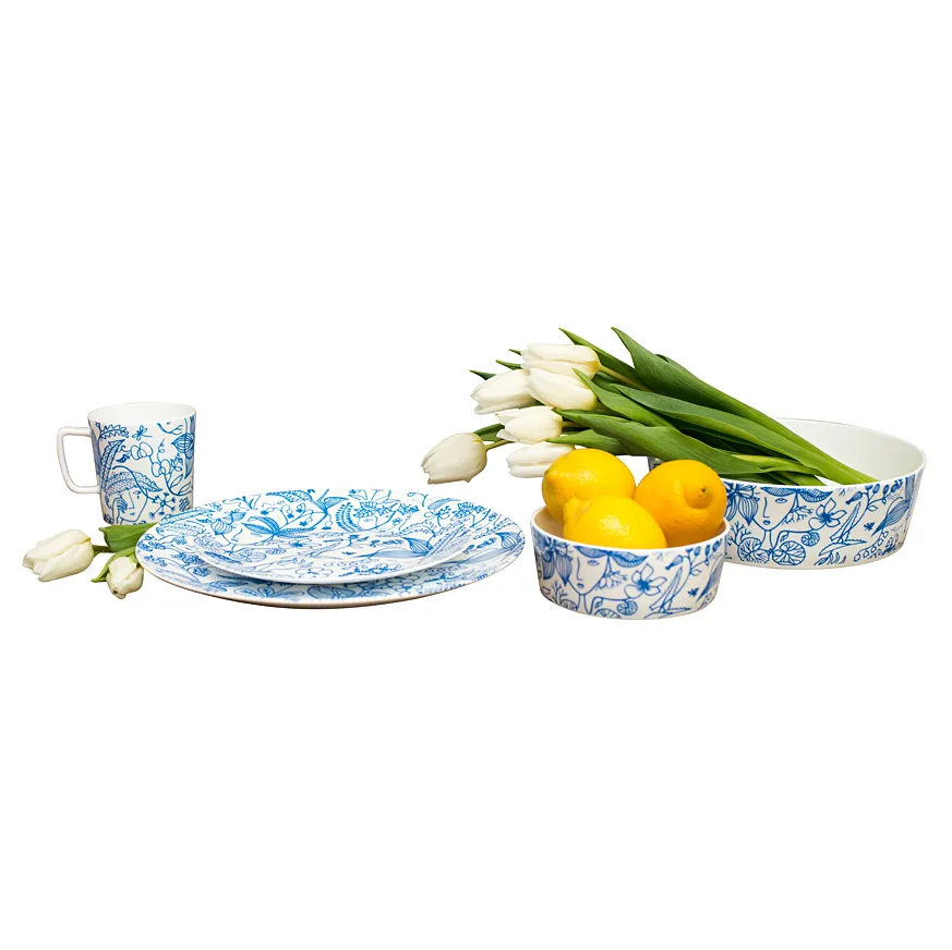 Grazia Tasse 32cl, Blau-weiß Opto Design