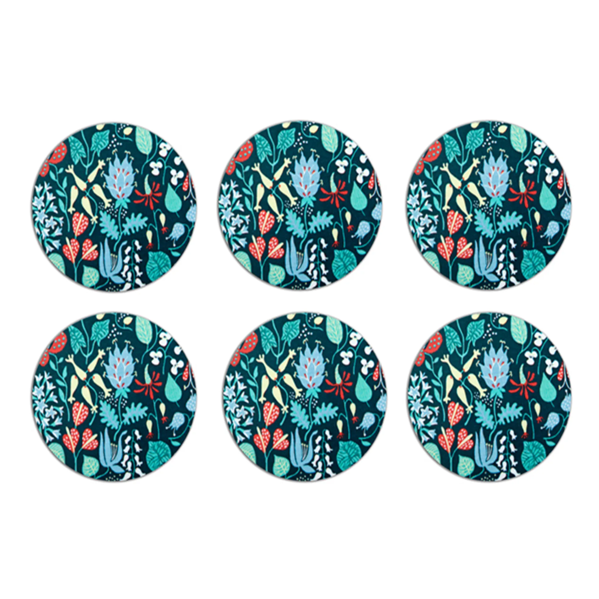 Herbarium Glasuntersetzer 6er Pack, Blau Opto Design