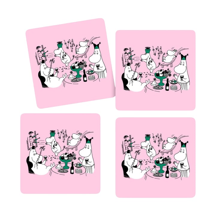 Moomin 80 Glasuntersetzer 9x9 cm 4er-Pack - Rosa - Opto Design