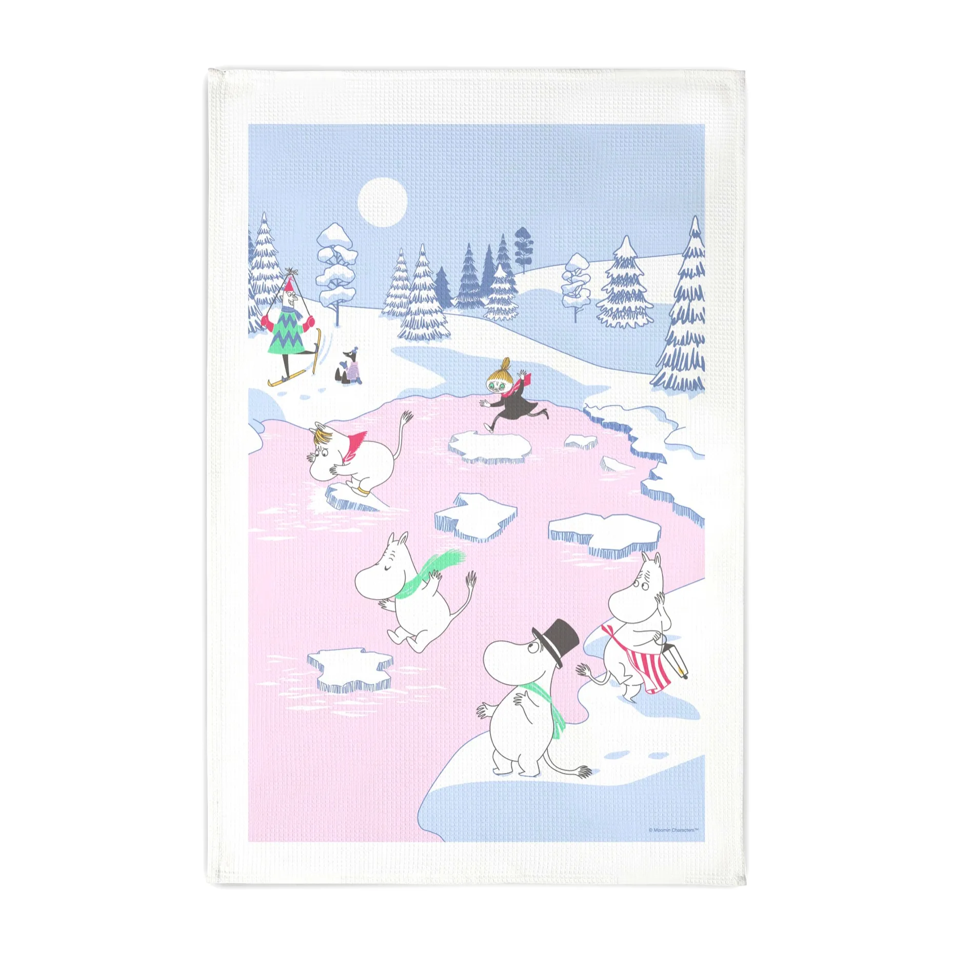Mumin Geschirrtuch Winter 2022 50 x 70cm, Blau-Weiß-Rosa Opto Design