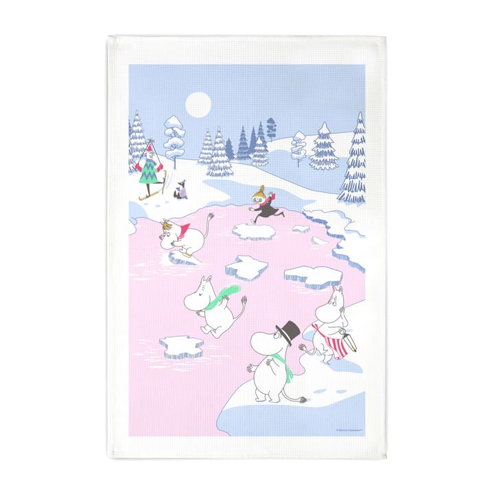 Mumin Geschirrtuch Winter 2022 50 x 70cm - Blau-Weiß-Rosa - Opto Design