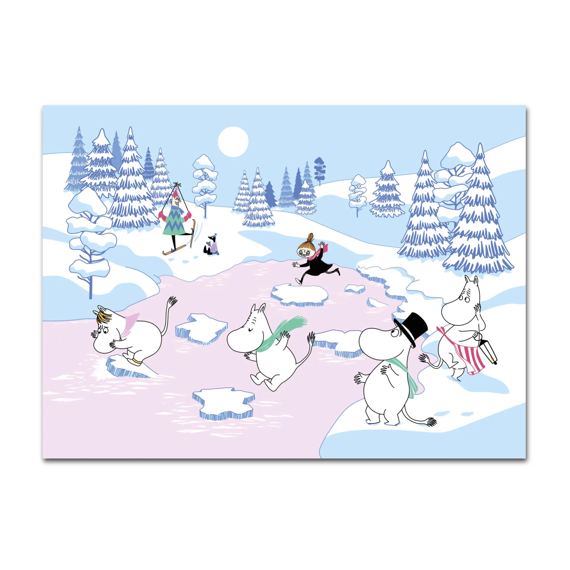 Mumin Platzdecke Winter 2022 27,5 x 40cm, Blau-Weiß-Rosa Opto Design